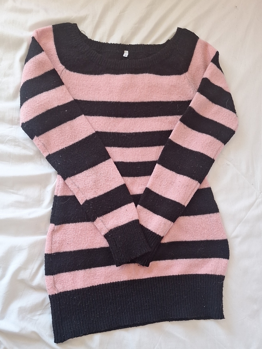 Pink And Black Stripe Sweater Dress